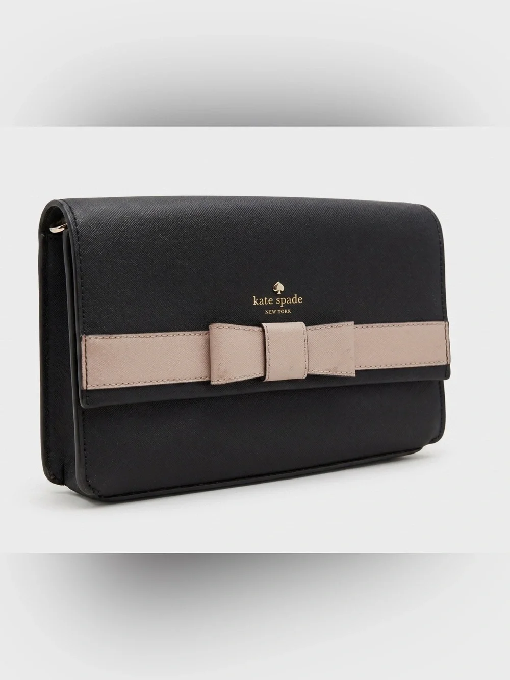 kate spade Black and Blush Bow Wallet‎ Archival Crossbody